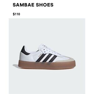 Adidas Sambae in Cloud White and Core Black with Gum sole size W7.5